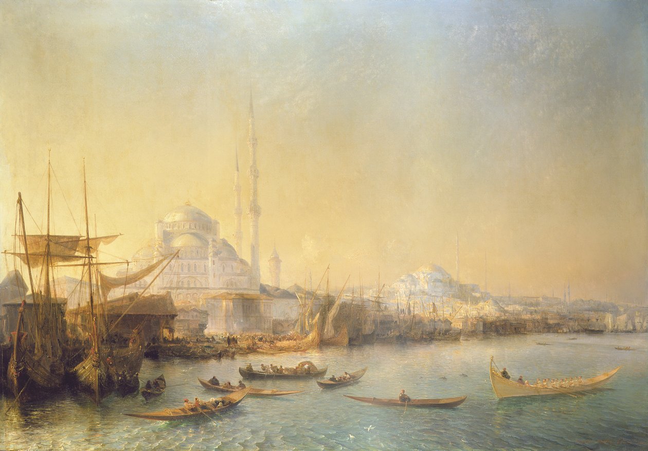 Rozległy widok na Konstantynopol i Złoty Róg, 1840 autorstwa Jean Antoine Theodore Gudin