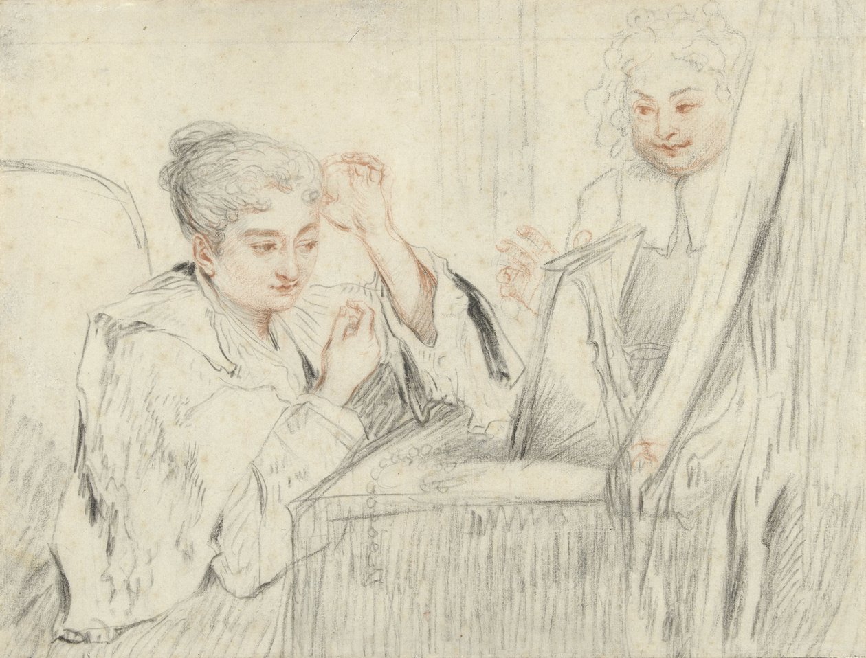 Rosalba Carriera (?) w swojej toalecie autorstwa Jean Antoine Watteau (possibly)