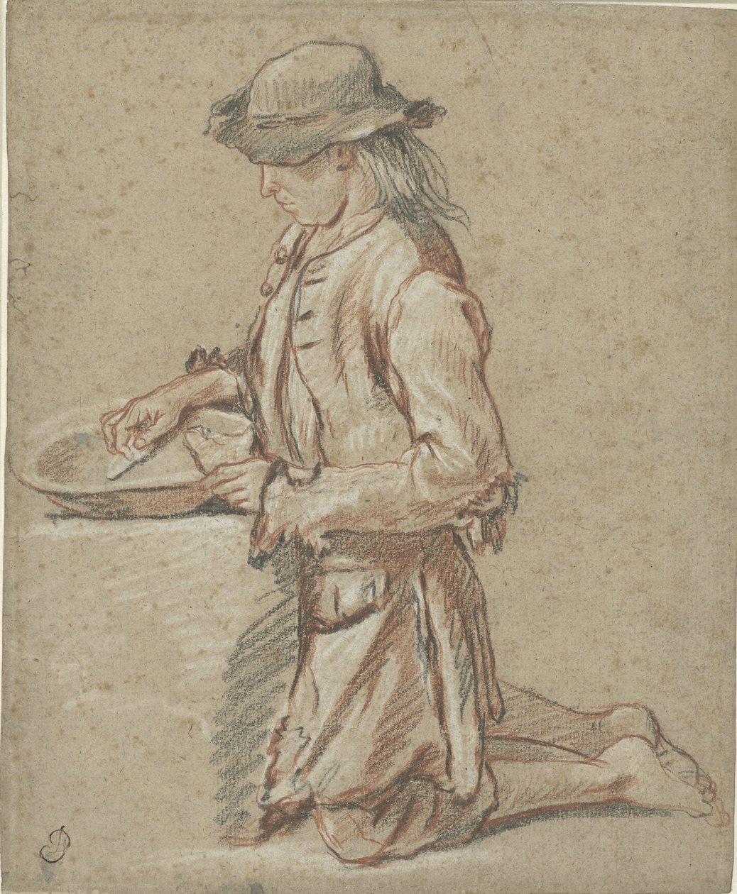Chłopiec w filcowym kapeluszu na śmietniku autorstwa Jean Antoine Watteau (rejected attribution)