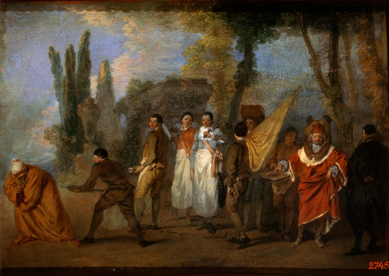 Satyra na lekarzy, c1708 autorstwa Jean Antoine Watteau