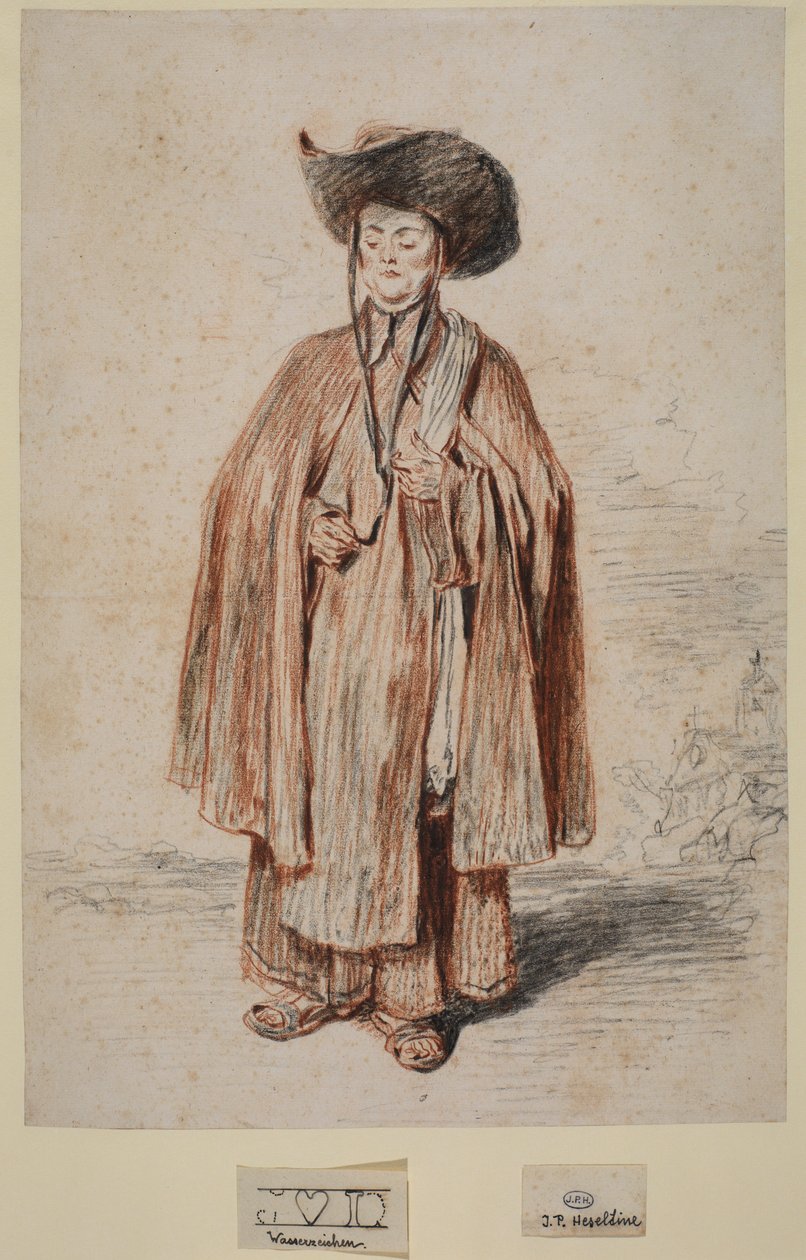Brat stojący (grafit i kreda na papierze) autorstwa Jean Antoine Watteau