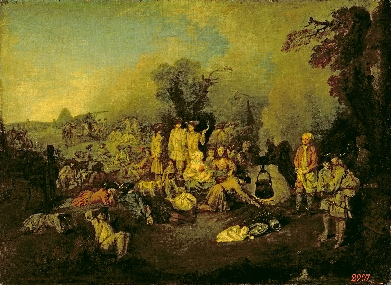 Obóz cygański autorstwa Jean Antoine Watteau