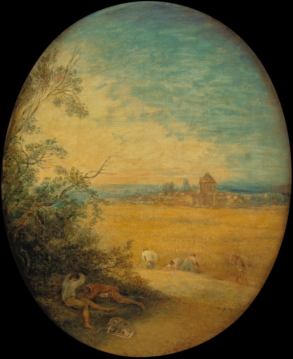 Sianokosy na polu, lato (olej na płótnie) autorstwa Jean Antoine Watteau