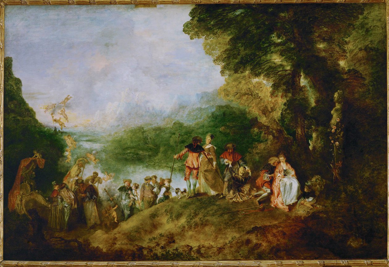 Wejście na pokład Cythere ... autorstwa Jean Antoine Watteau