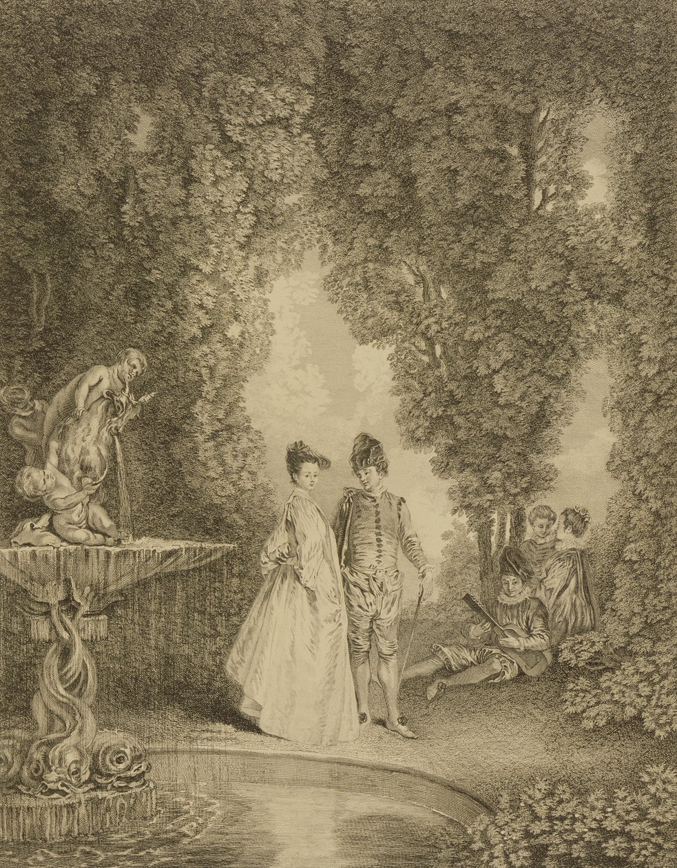 Wodospad autorstwa Jean Antoine Watteau