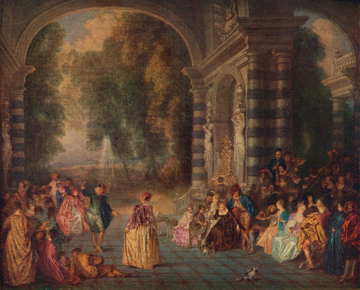 Przyjemności balu Le Bal Champetre, c1717 autorstwa Jean Antoine Watteau