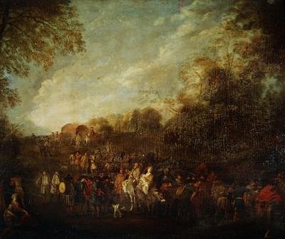 Maszerujące oddziały autorstwa Jean Antoine Watteau
