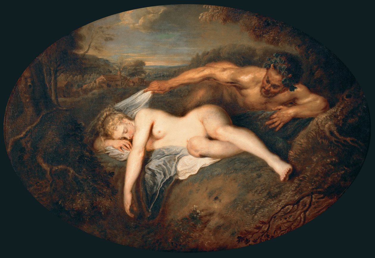 Nimfa i Satyr Jowisz i Antiope autorstwa Jean Antoine Watteau
