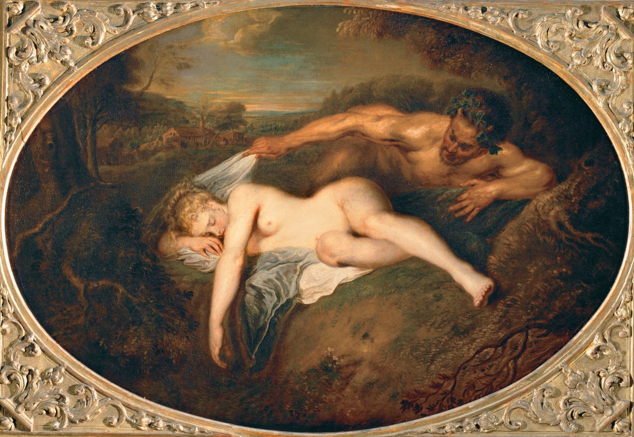 Nimfa i satyr ... autorstwa Jean Antoine Watteau