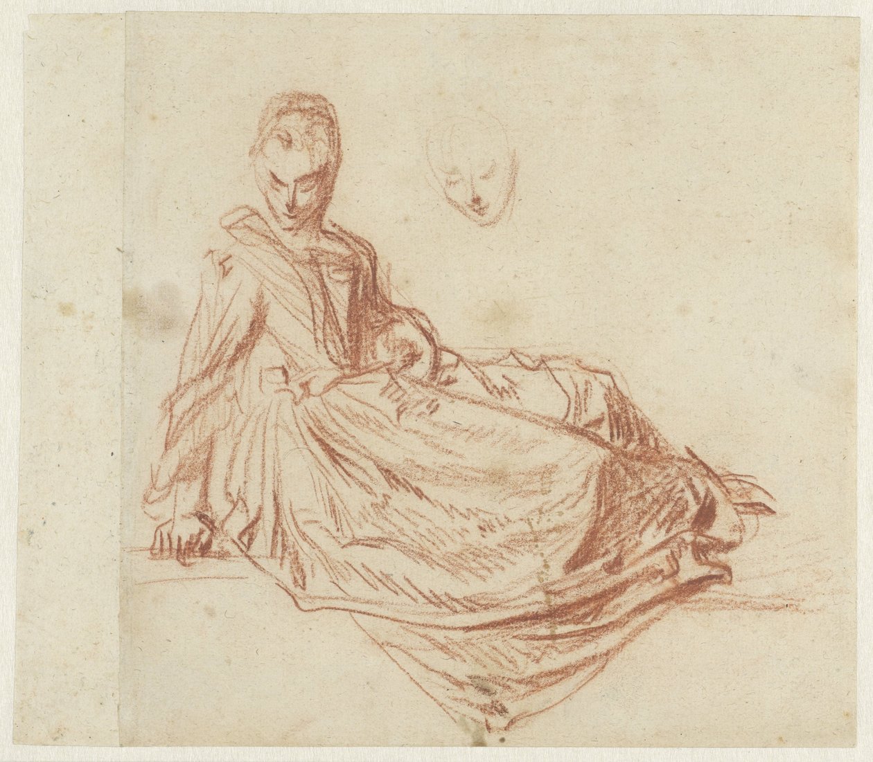 kobieta siedząca na podłodze autorstwa Jean Antoine Watteau