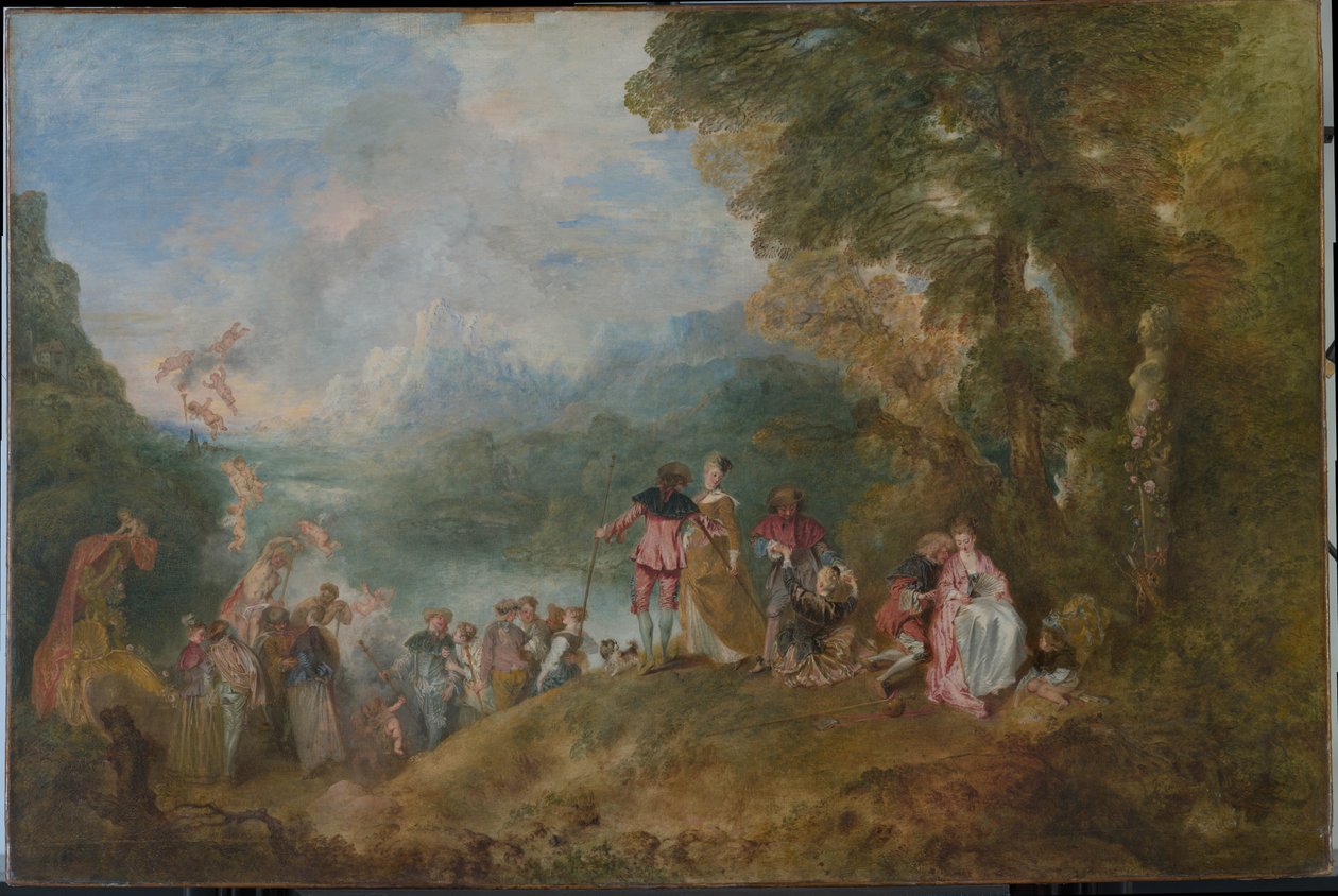 Pielgrzymka do Cythery Zaokrętowanie na Cytherę, 1717 autorstwa Jean Antoine Watteau