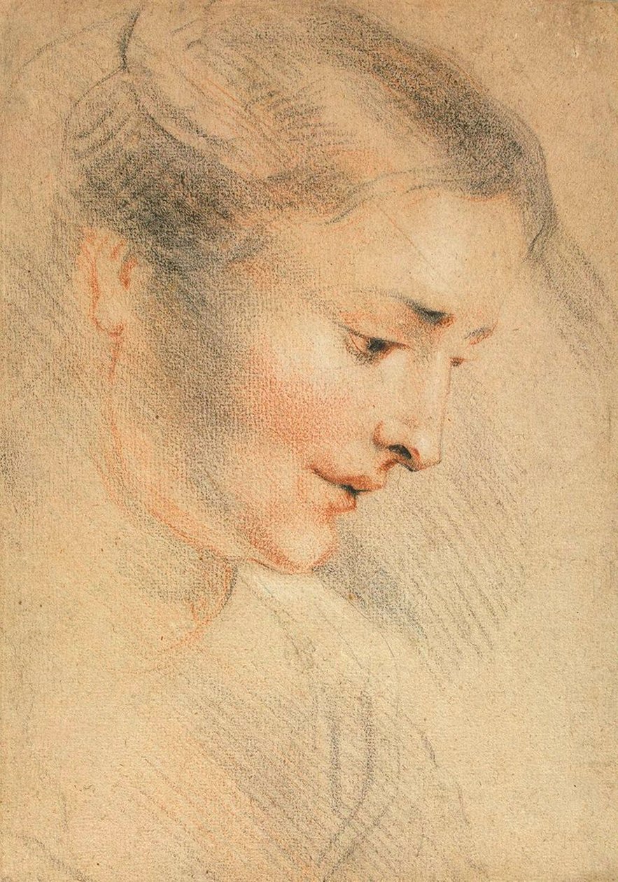 Studium głowy kobiety, lata 1710. autorstwa Jean Antoine Watteau