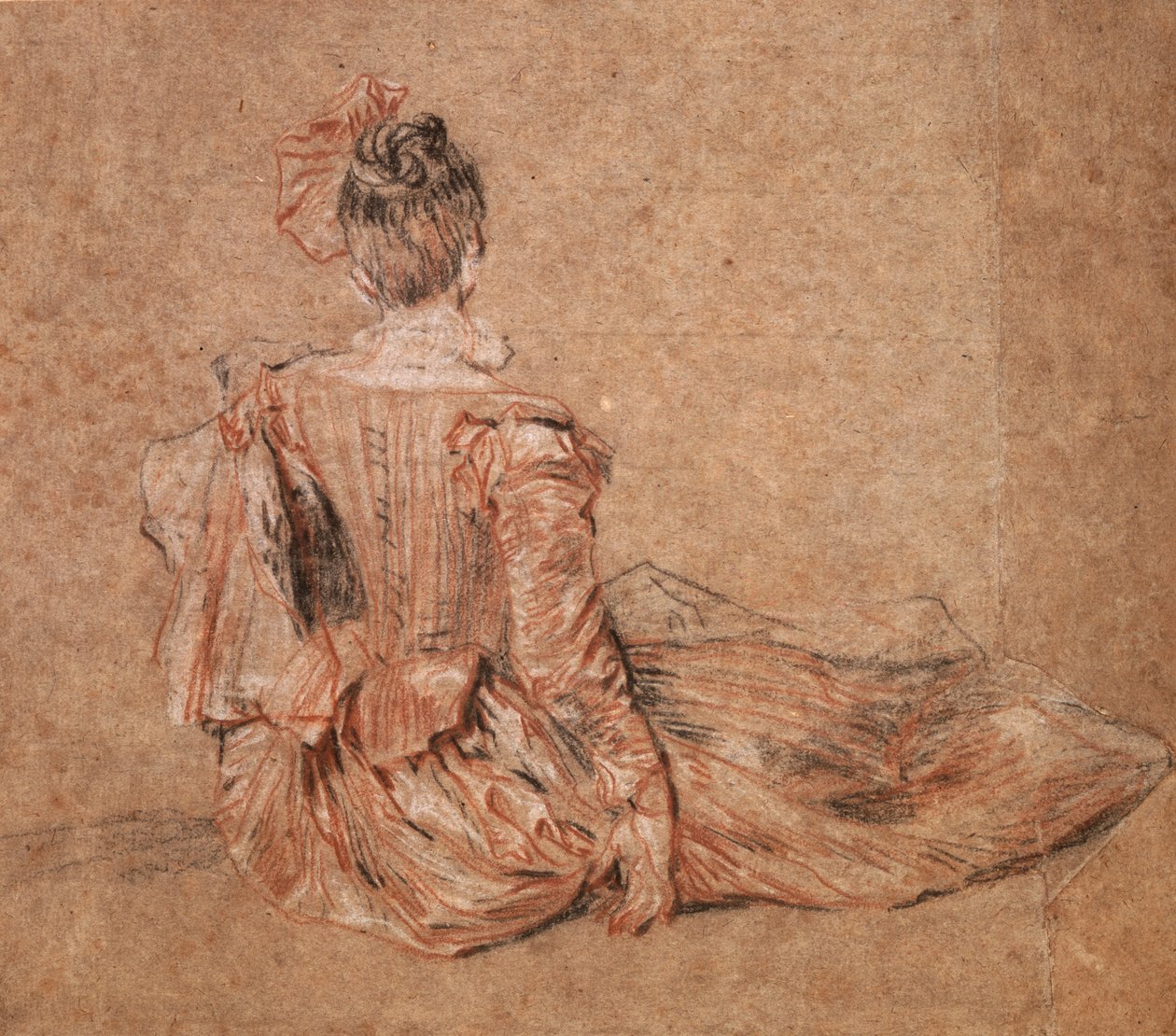 Studium kobiety widziane od tyłu przez Jean-Antoine Watteau, 1716-1718. autorstwa Jean Antoine Watteau