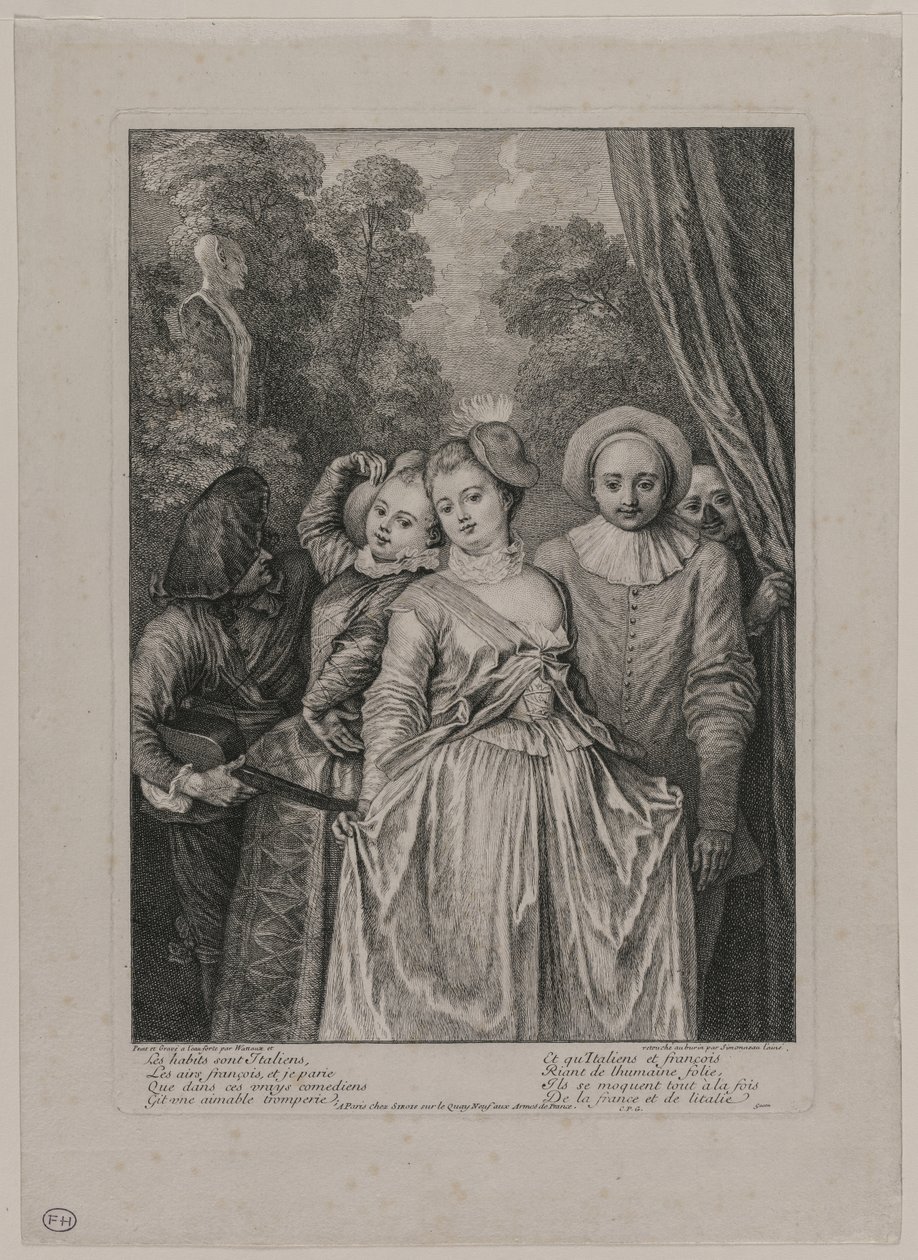Ubrania są włoskie, 1715-1716. autorstwa Jean Antoine Watteau