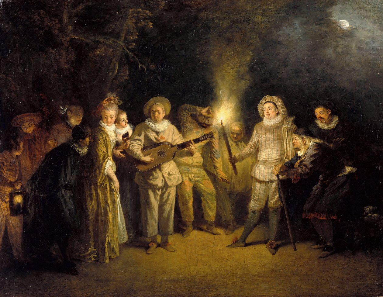 Komedia włoska, po 1716 autorstwa Jean Antoine Watteau