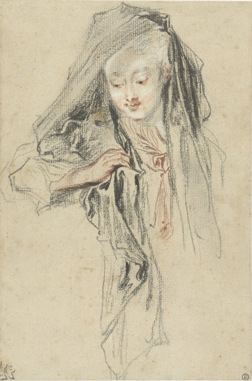 Kobieta z welonem autorstwa Jean Antoine Watteau