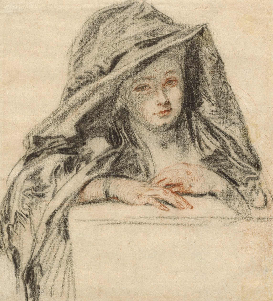 Kobieta w czerni, ok. 1719 autorstwa Jean Antoine Watteau