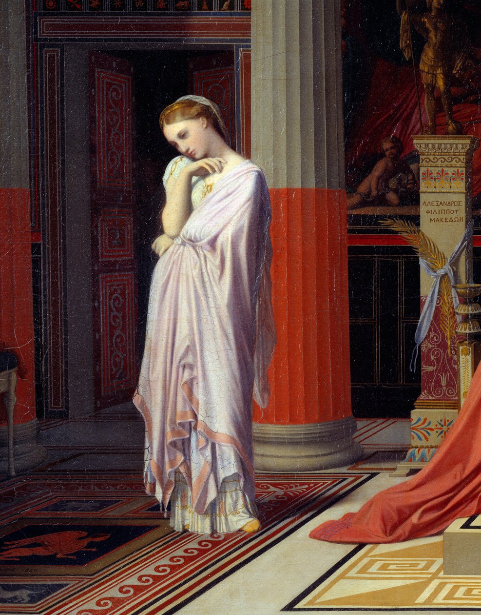Choroba Antiocha lub Antiochus i Stratonice Antiochus (324-261 pne) ma dość miłości do swojego męża Stratonice. Szczegół reprezentujący Stratonice. Obraz Jeana Auguste Dominique Ingres (1780-1867). 1840 Chantilly, Musee Conde autorstwa Jean Auguste Dominique Ingres
