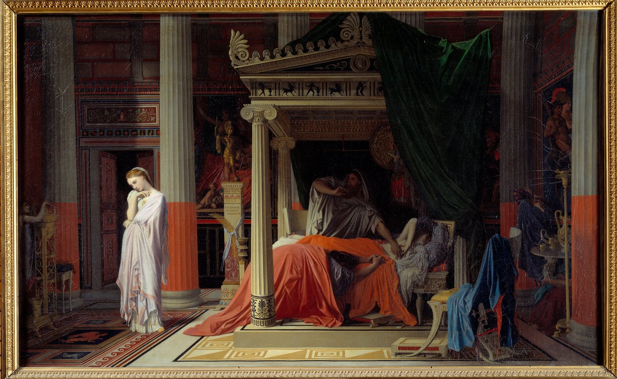 Choroba Antiocha lub Antiochus i Stratonice Antiochus (324-261 pne) ma dość miłości do swojej macochy Stratonice. Obraz Jeana Auguste Dominique Ingres (1780-1867) 1840 Nd. 0,57x0,98 m Chantilly, musee Conde - Choroba Antiocha lub Antiocha a autorstwa Jean Auguste Dominique Ingres