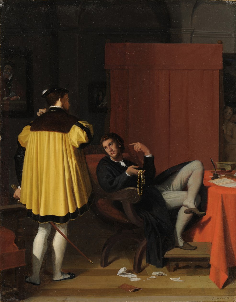 Aretino i wysłannik Karola V autorstwa Jean Auguste Dominique Ingres