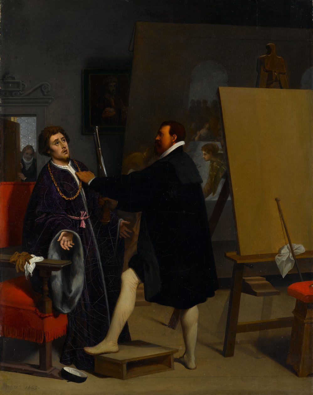 Aretino w Pracowni Tintoretta autorstwa Jean Auguste Dominique Ingres