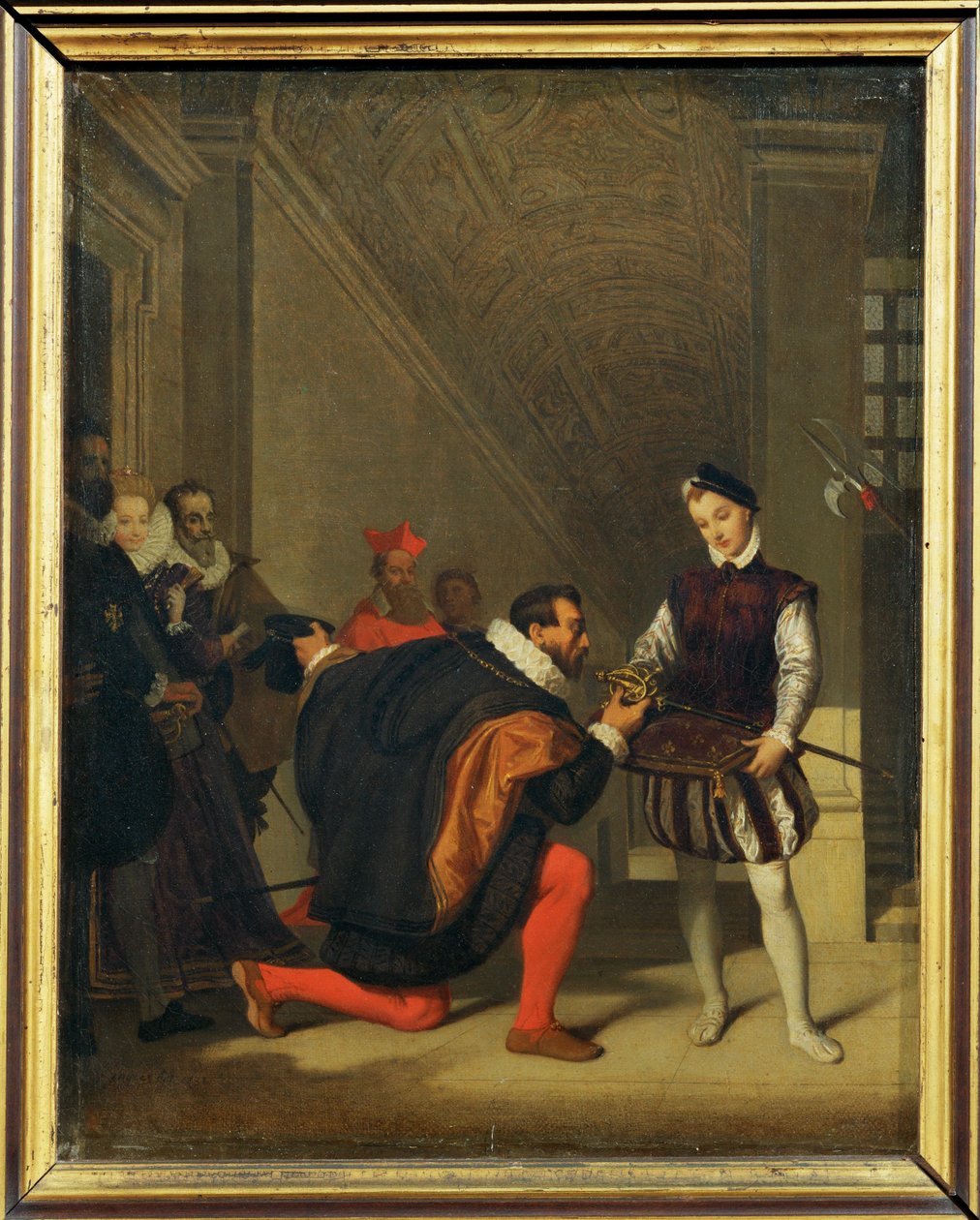 Mówi się, że Don Pedro de Tolede, hiszpański ambasador, spotkał stronnika niosącego miecz Henryka IV w ... autorstwa Jean Auguste Dominique Ingres
