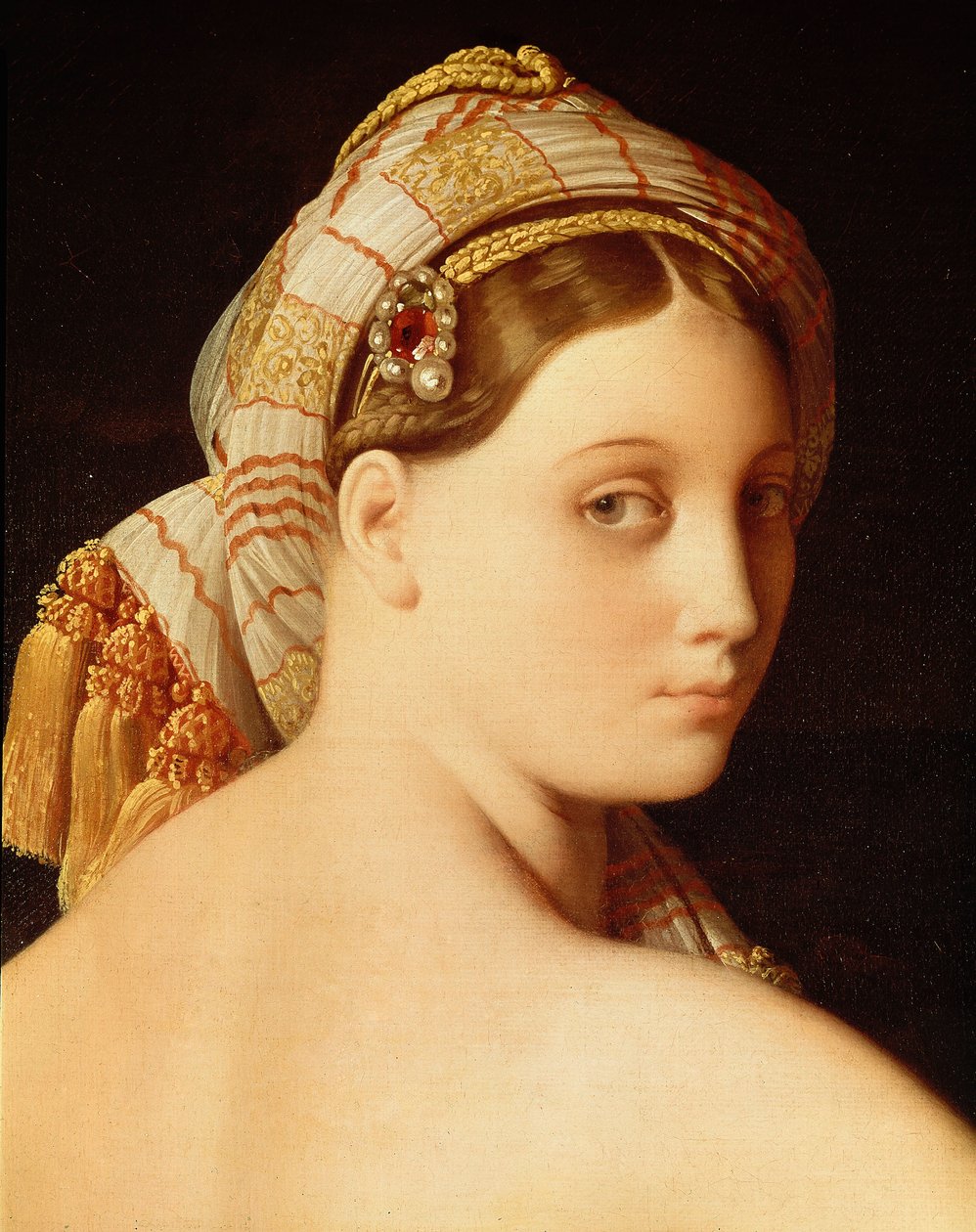 Wielka Odaliska. Szczegół twarzy autorstwa Jean Auguste Dominique Ingres