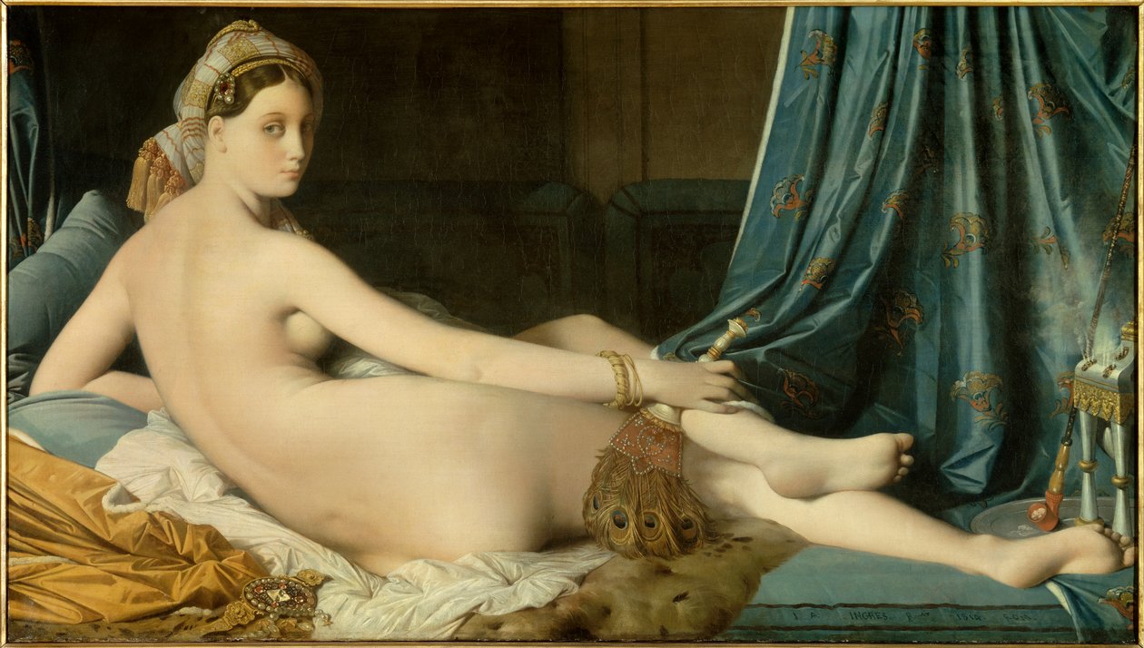 Grande Odalisque Obraz Jeana Auguste Dominique Ingres (1780-1867) 1814 Wym. 0,91 x 1,62 m - Wielka Odaliska. Obraz Dominique Ingres (1780-1867) autorstwa Jean Auguste Dominique Ingres