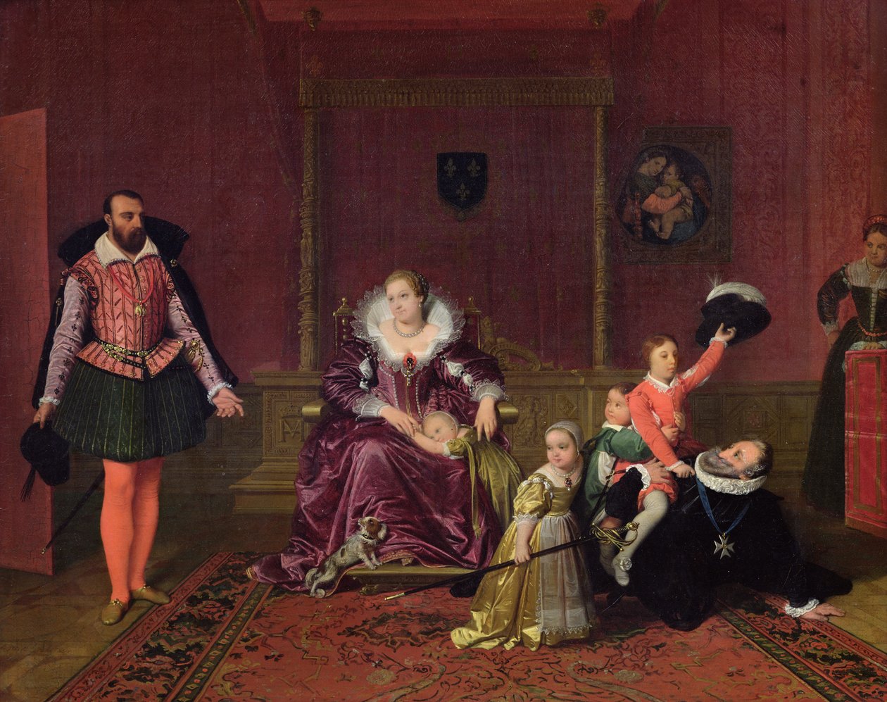 Henryk IV (1553-1610) Król Francji i Nawarry bawiący się ze swoimi dziećmi jako ambasador Hiszpanii wchodzi, 1817 autorstwa Jean Auguste Dominique Ingres