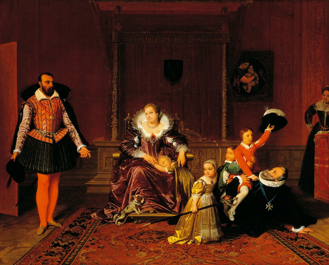 Henryk IV zaskoczony przez ambasadora Hiszpanii podczas zabawy z dziećmi, Jean Auguste Dominique Ingres (1780-1867). autorstwa Jean Auguste Dominique Ingres