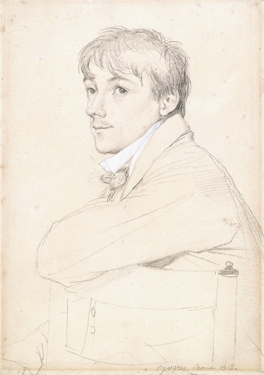 Jean-Louis Provost, siedzący i opierając lewe ramię na oparciu krzesła, 1813 autorstwa Jean Auguste Dominique Ingres