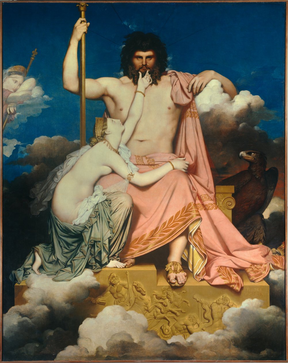Jowisz i Tetyda Malarstwo Jeana Auguste Dominique Ingres (1780-1867) 1811 Słońce. 3,2x2,6 m Aix en Provence, Musee Granet autorstwa Jean Auguste Dominique Ingres