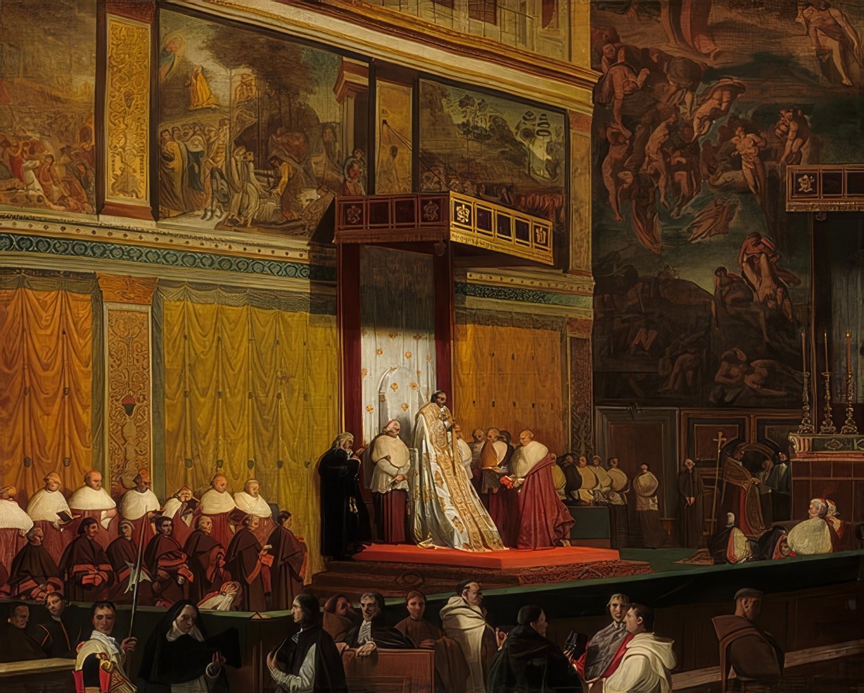 Papież Pius VII w Kaplicy Sykstyńskiej. 1814 autorstwa Jean Auguste Dominique Ingres