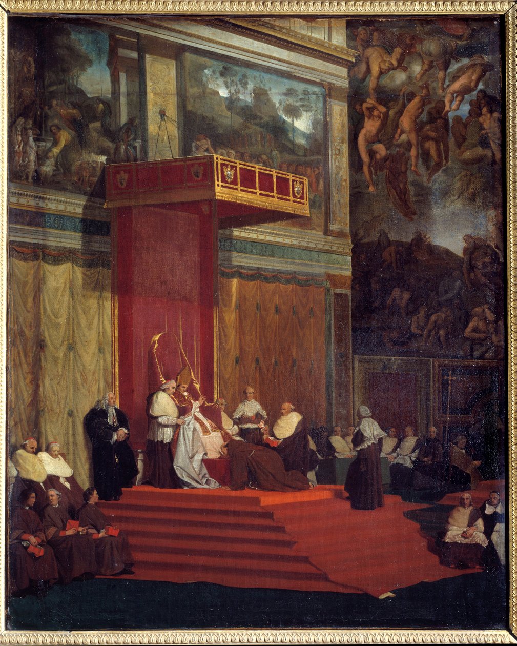 Papież Pius VII (1742 - 1823) papież od 1800 do 1823 trzymający kaplicę (Kaplica Sykstyńska Watykanu) Obraz Jana Augusta Dominique Ingres (1780-1867) autorstwa Jean Auguste Dominique Ingres