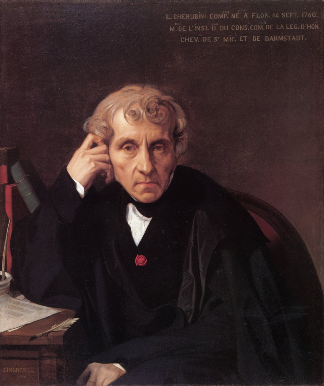 Portret kompozytora Luigiego Cherubiniego 1760-1842, 1841 autorstwa Jean Auguste Dominique Ingres