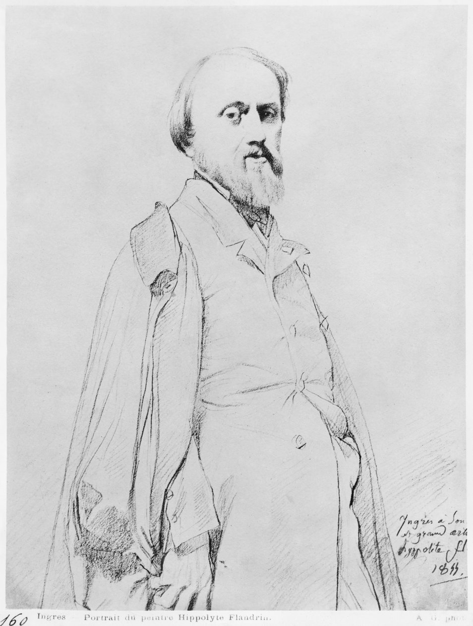 Portret malarza Hippolyte Flandrin, 1844 (grafit na papierze) autorstwa Jean Auguste Dominique Ingres