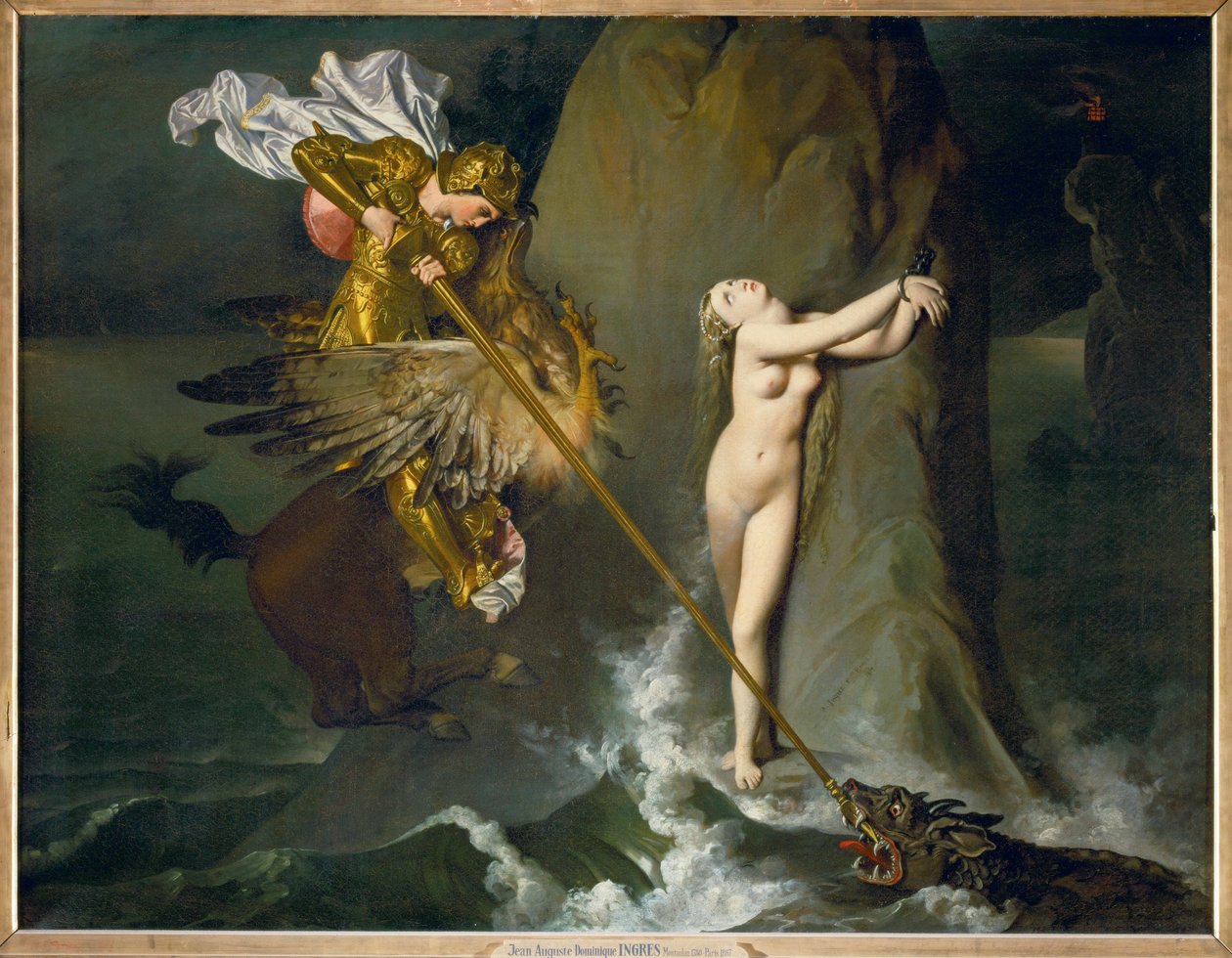 Roger i Angelique, scena z filmu Ariosta Orlando ... autorstwa Jean Auguste Dominique Ingres