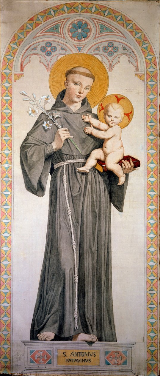 Św. Antoni Padewski (San Antonio di Padova). Obraz Jeana Auguste Dominique Ingres (1780-1867) autorstwa Jean Auguste Dominique Ingres