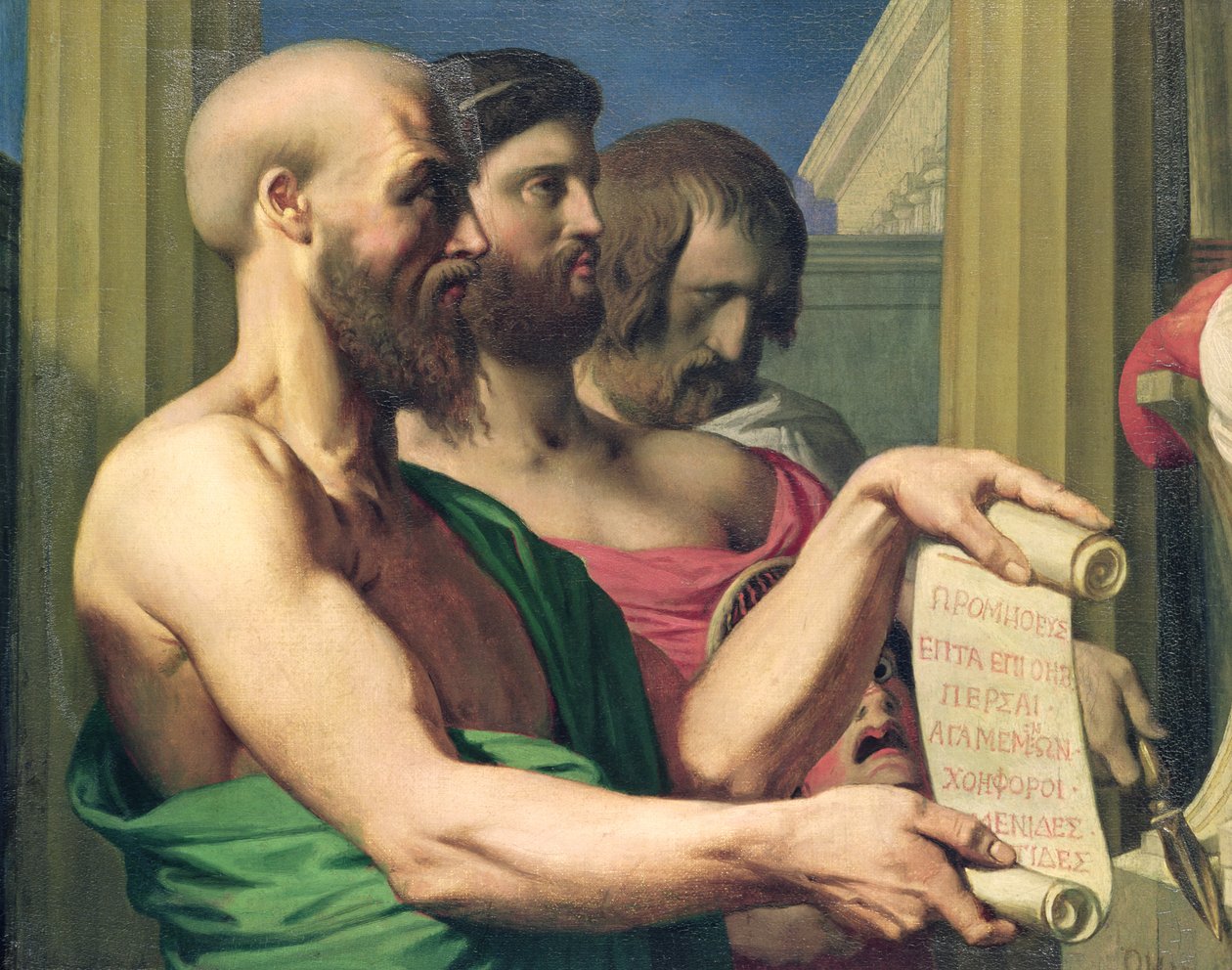 Greccy tragedyi, studium dla „Apoteozy Homera” autorstwa Jean Auguste Dominique Ingres