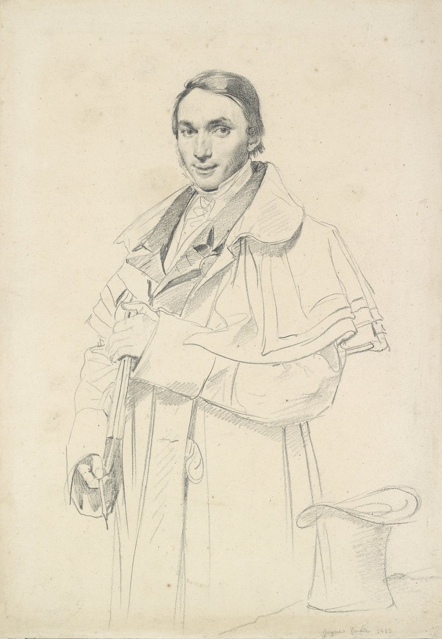 3/4 długości Portret Jean-Francois-Antoine Forest (grafit na białym papierze tkanym) autorstwa Jean Auguste Dominique Ingres