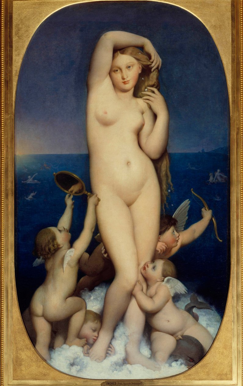 Venus Anadyomene Obraz Jeana Auguste Dominique Ingres (1780-1867) XIX-wieczne słońce. 1,6x0,9 m Chantilly, musee Conde - Venus Anadyomene. Obraz Jeana Auguste Dominique Ingres (1780-1867) autorstwa Jean Auguste Dominique Ingres