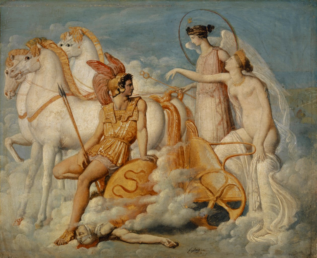 Wenus, zraniona przez Diomedesa, wraca na Olimp, ok. 1802. autorstwa Jean Auguste Dominique Ingres