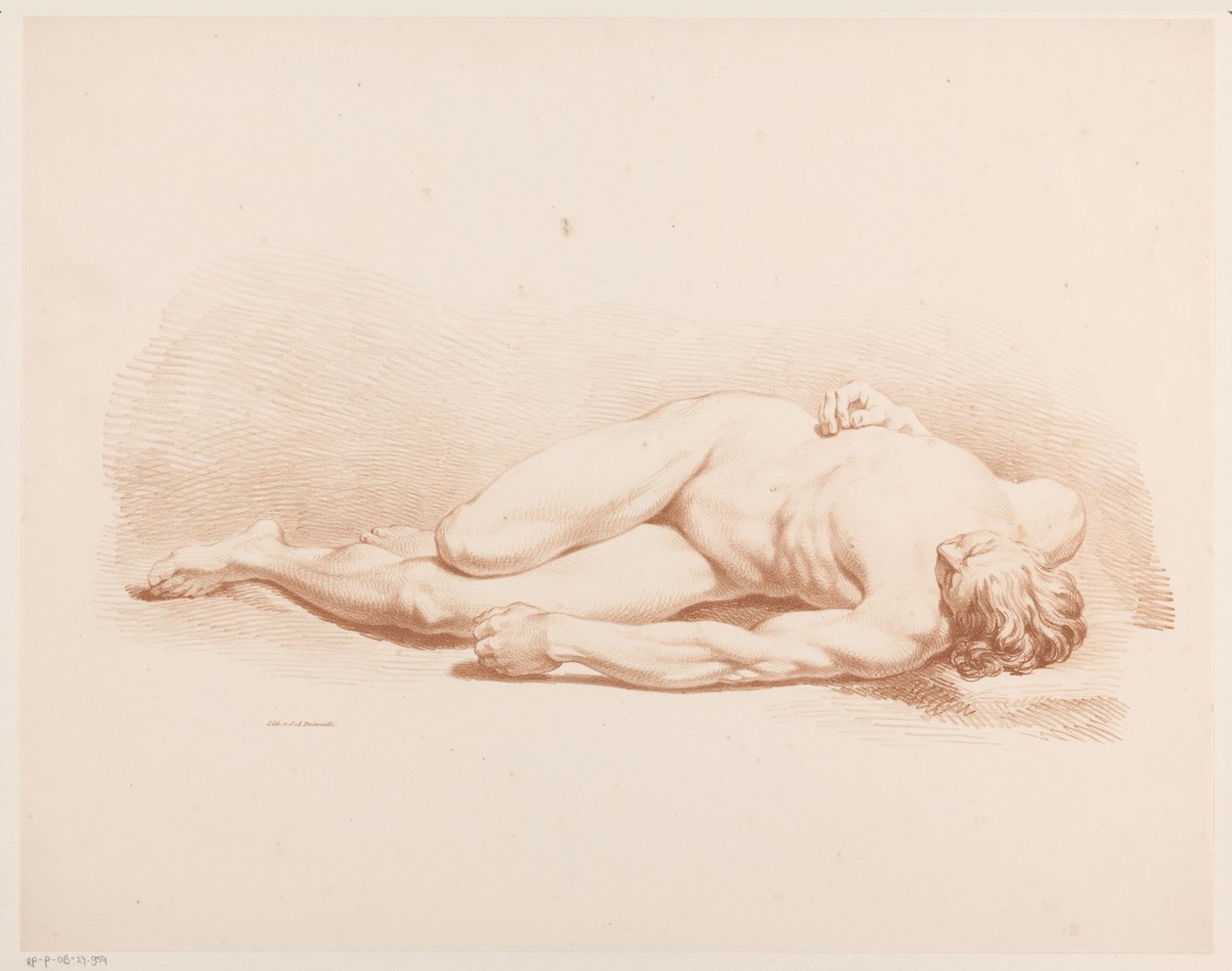 Leżący nagi mężczyzna autorstwa Jean Augustin Daiwaille