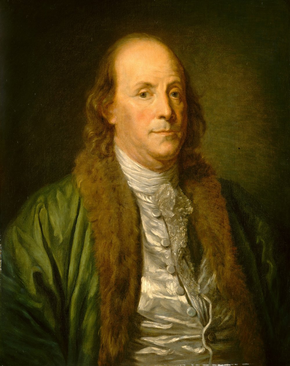 Benjamin Franklin (olej na płótnie) autorstwa Jean Baptiste (after) Greuze