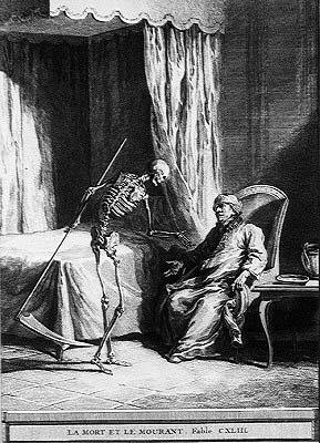 śmierć i umieranie (rytowanie autorstwa Jean Baptiste (after) Oudry