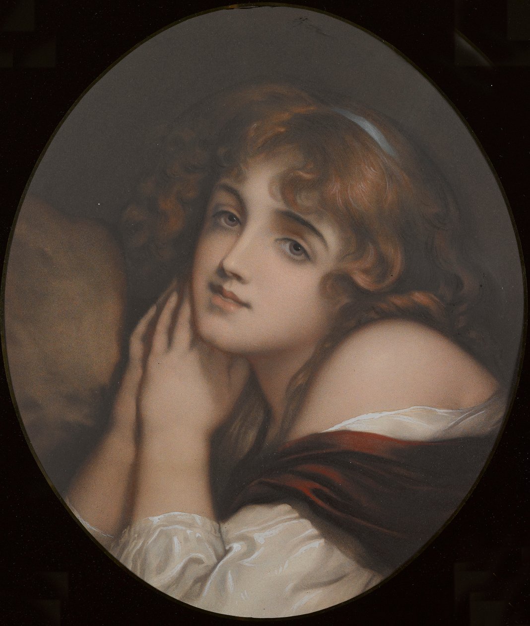 Innocence, portret kobiety (kolorowy grawer) autorstwa Jean Baptiste (manner of) Greuze