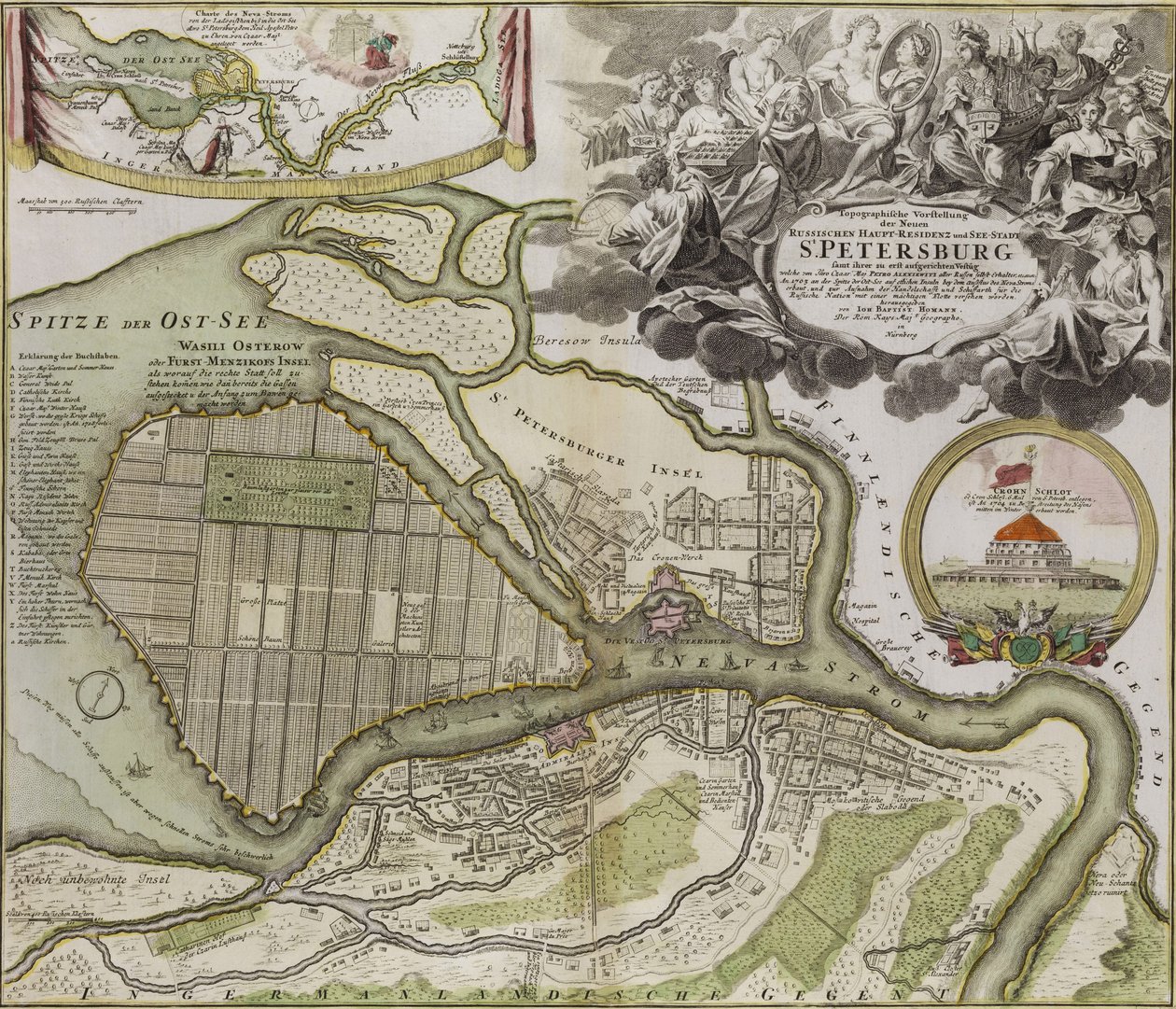 Mapa Petersburga Plan zagospodarowania Sankt Petersburga autorstwa Jean Baptiste Alexandre Le Blond