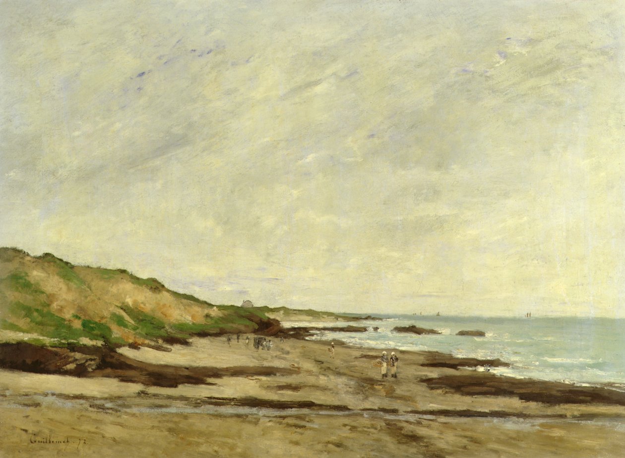 Widok na wybrzeże z postaciami na brzegu, 1872 (olej) autorstwa Jean Baptiste Antoine Guillemet