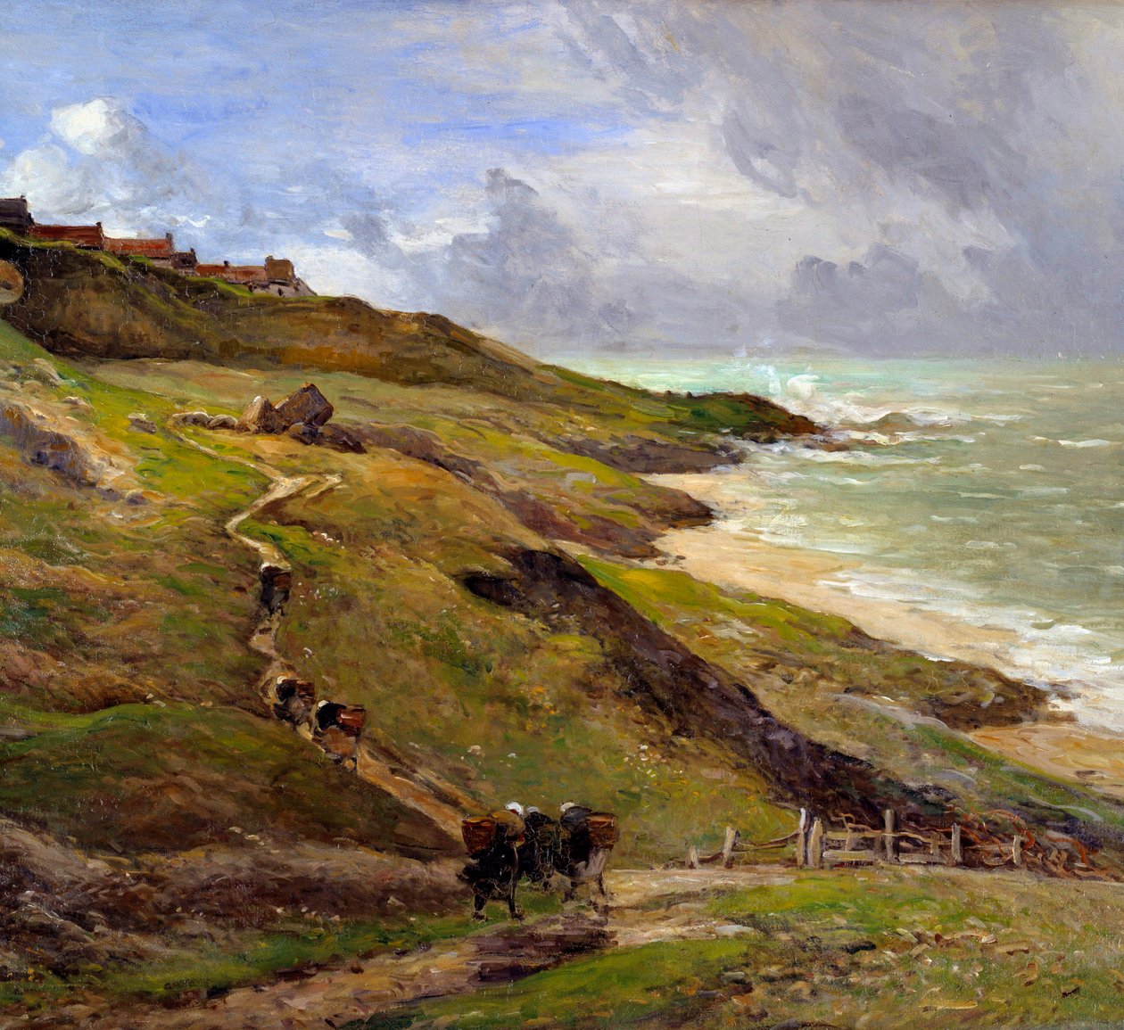 Skały Equihen Krajobraz wybrzeża Breton. Szczegół. Obraz Antoine