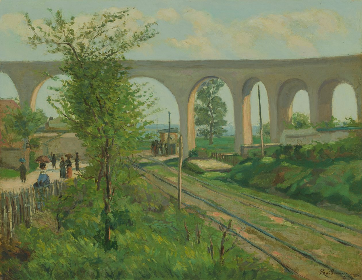 Akwedukt Arcueil na przejeździe kolejowym w Sceaux autorstwa Jean Baptiste Armand Guillaumin
